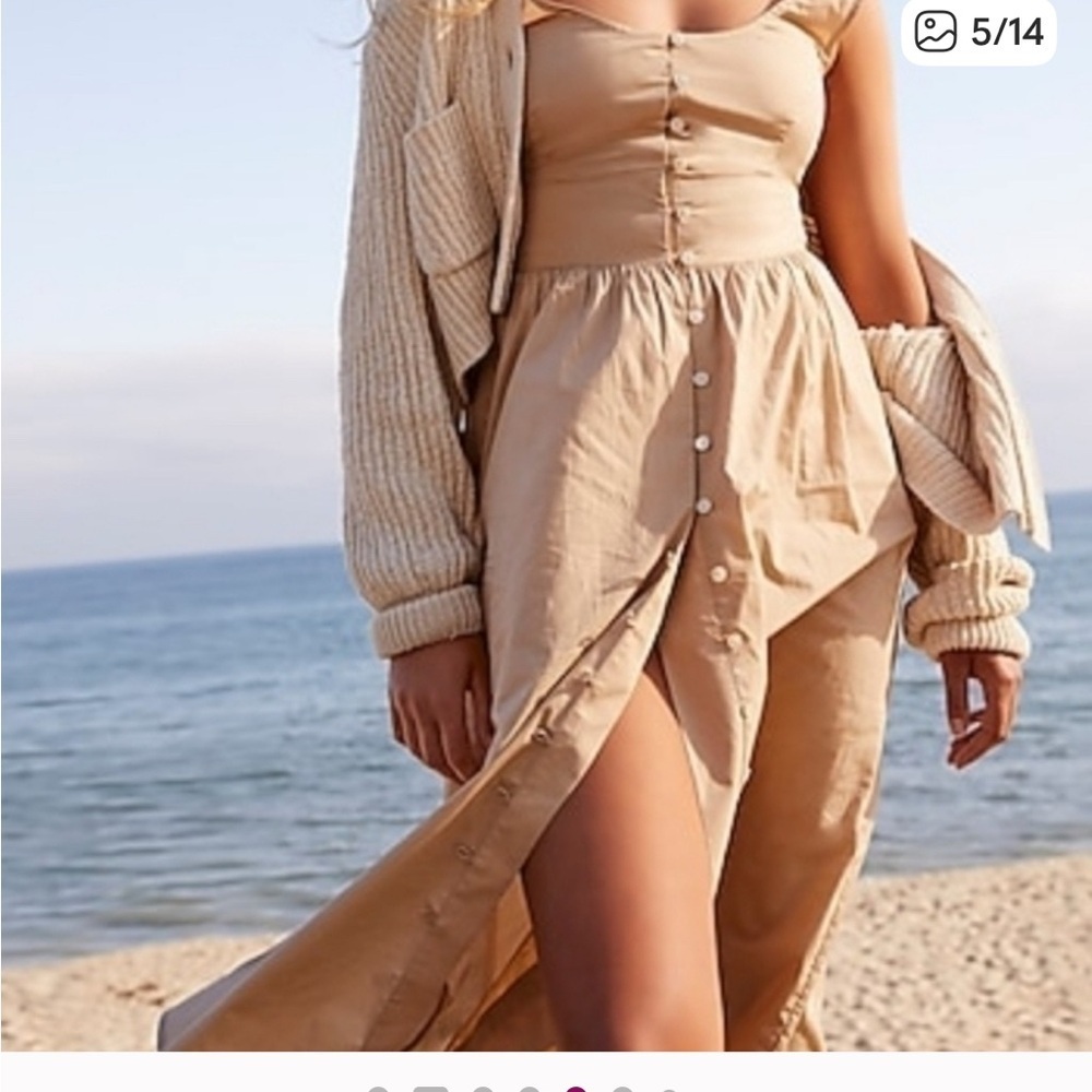 J. Crew Beige Button-Down cotton Poplin Dress